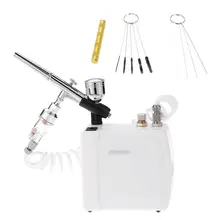 Аэрограф Двойного действия, воздушный компрессор, набор для художественной живописи, Аэрограф для ногтей, набор инструментов, белый+ Воздушная щетка, набор инструментов для ремонта