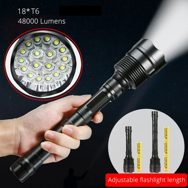 

48000 Lumens 18*T6 Tactical Powerful LED Flashlight Lighting Torch Lantern Flash Light Lamp+3*18650 Battery + Charger