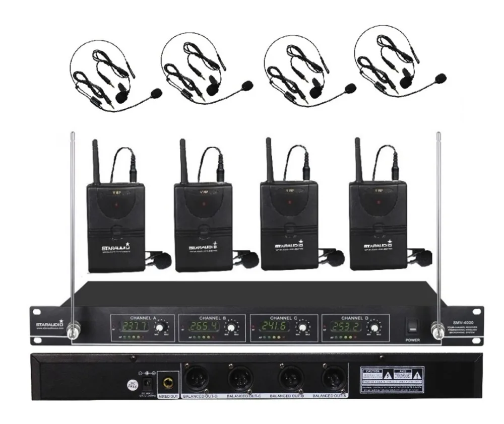 STARAUDIO Professional 4Channel VHF PA DJ Stage Church Party Karaoke