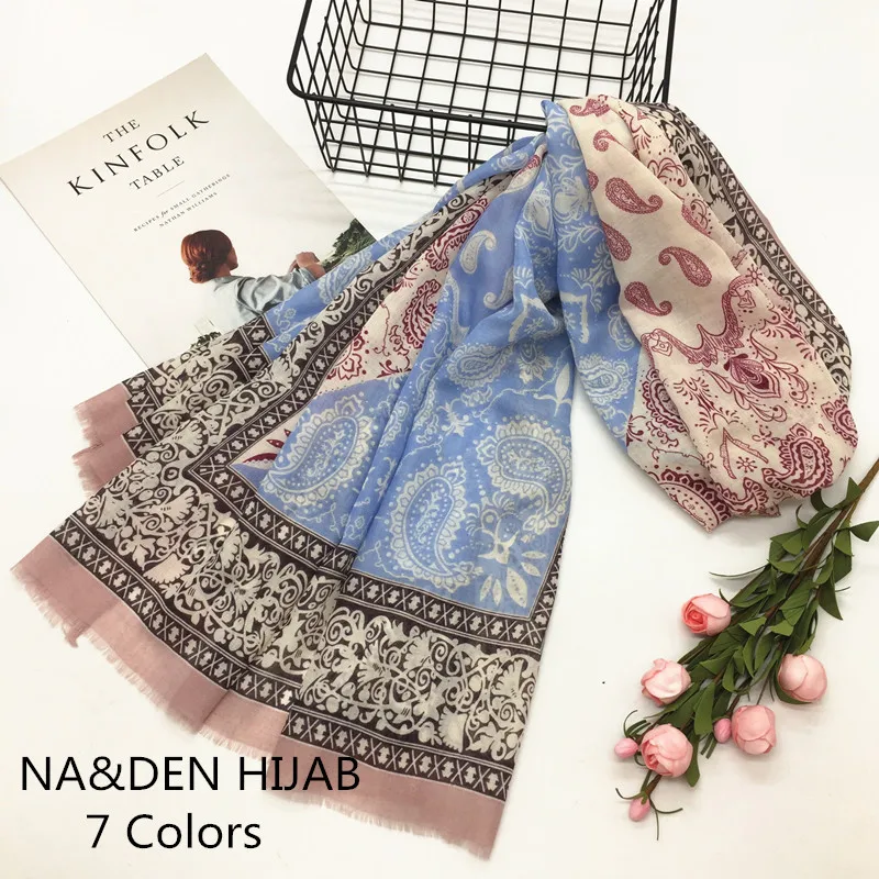 

1PCS Hot sale silk floral print scarf Fashion hijab tassel printed women scarf Super soft shawl Muslim women wear headscarve
