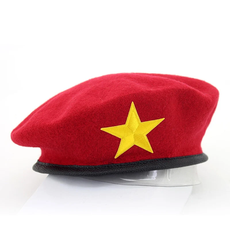 Высокое качество, шерсть, модные береты, армейская Кепка, звезда, эмблема, матросский Танцевальный Стиль, шляпа Трилби, шапка для мужчин и женщин, унисекс, GH-400 - Цвет: Red2
