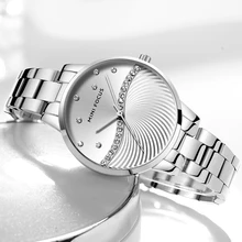 Мини фокус Модные кварцевые женские часы ремешок из нержавеющей стали Алмазный простой дизайн лаконичный Топ бренд Роскошные женские наручные часы