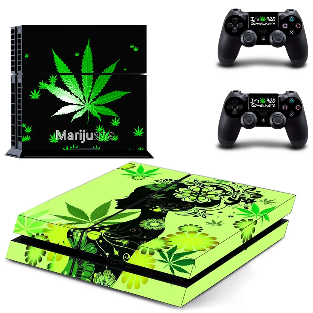 

PS4 Console and DualShock 4 Controller Skin Set - Weed Marijuana 420