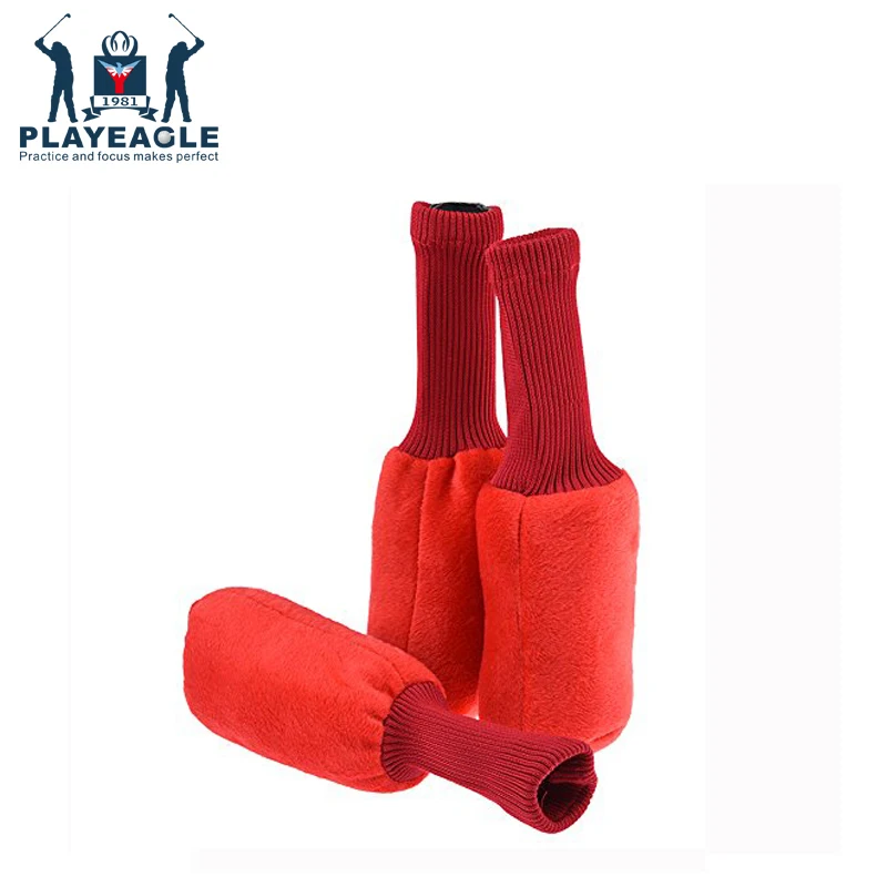 3 pcs/set Red Golf Wooden Headcovers 1 3 5 Golf Hybrid Fairway Club