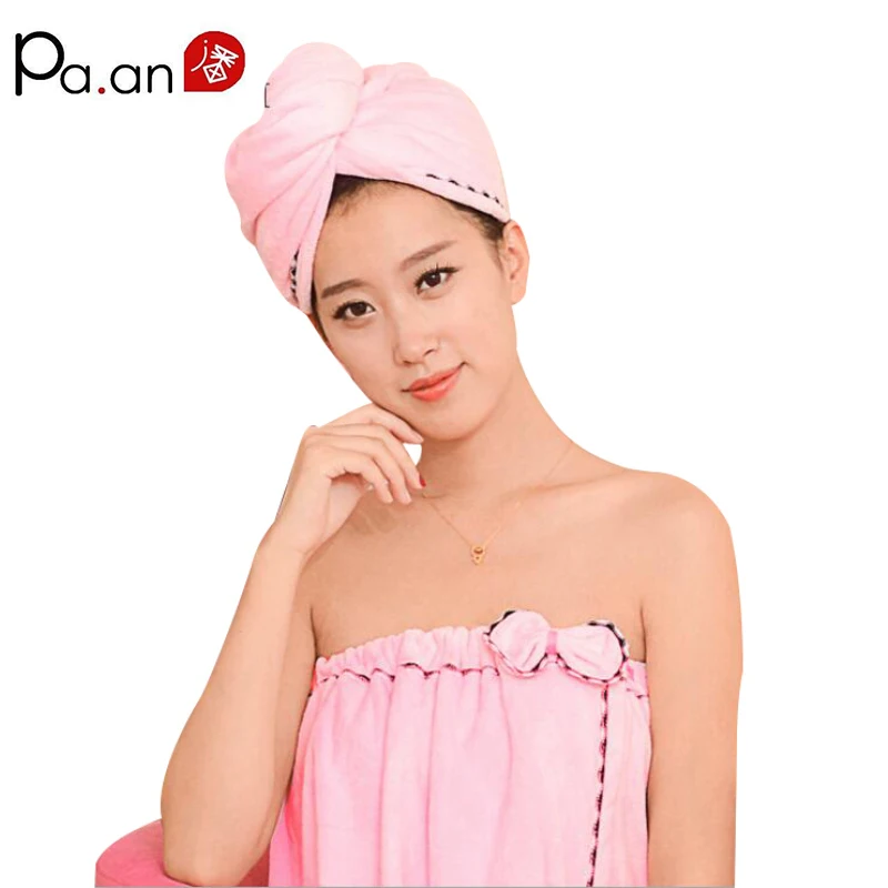 

1 Piece Pink 25x70cm Microfiber Fabric Magic Drying Hair Towels Thick Solid Hair- Drying Quick Head Caps Bathroom Wear Pa.an