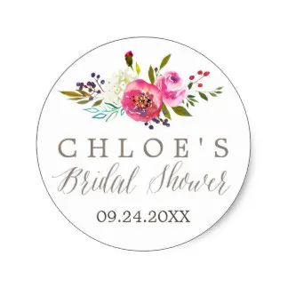 

3.8cm Simple Floral Watercolor Bouquet Bridal Shower Classic Round Sticker
