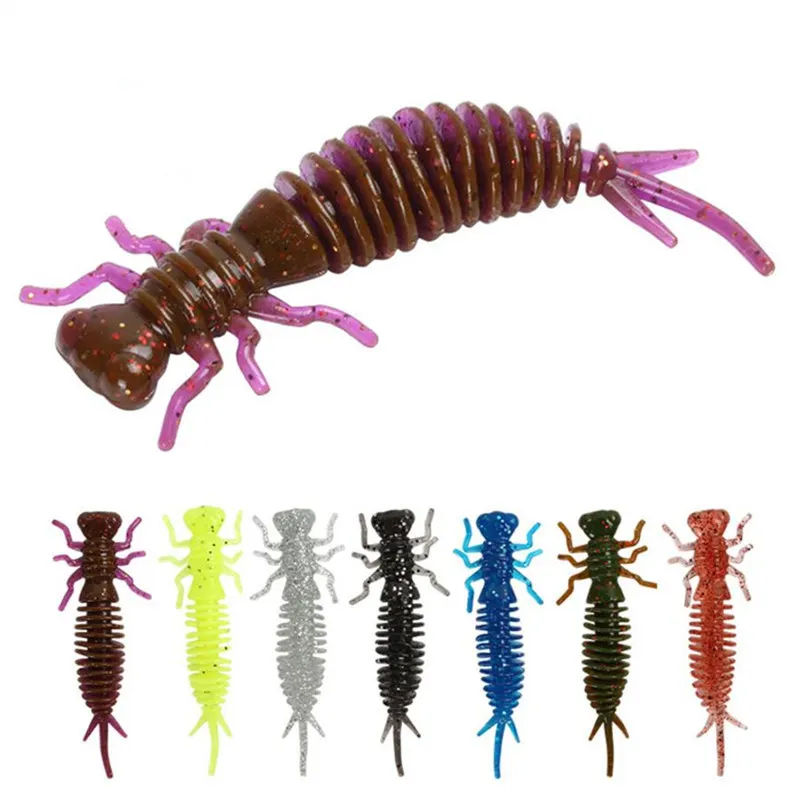 

10PCS/LOT Explosion models hexapod fishing lure 8 color larva soft bait 5.5cm/7.5cm/10cm 1.2g/3g/7g insect soft artificial bait