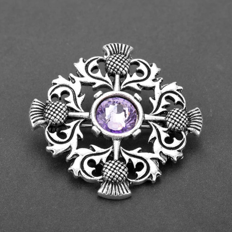 

MQCHUN Jewelry Outlander Brooch Scotland National Flower Thistle Scottish Irish Brooch Pin Badge Pins for Women Men Party Gift