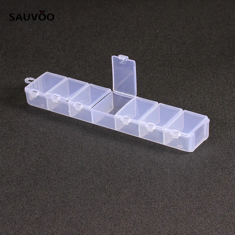 SAUVOO 1pcs Small Plastic 7 Slots Rectanglar Box Case Organizer Storage for Beads Jewelry Findings Stud Earring Holder F2933 | Украшения и