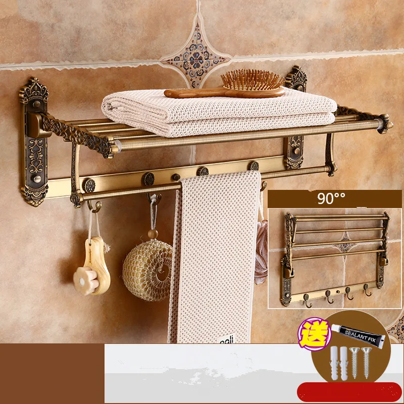 Bathroom Hardware Set Tuqiu Bathroom Accessories Antique Bronze Carved Aluminum Bath Hardware Towel Rack, Paper holder Toilet Brush Holder, hooks