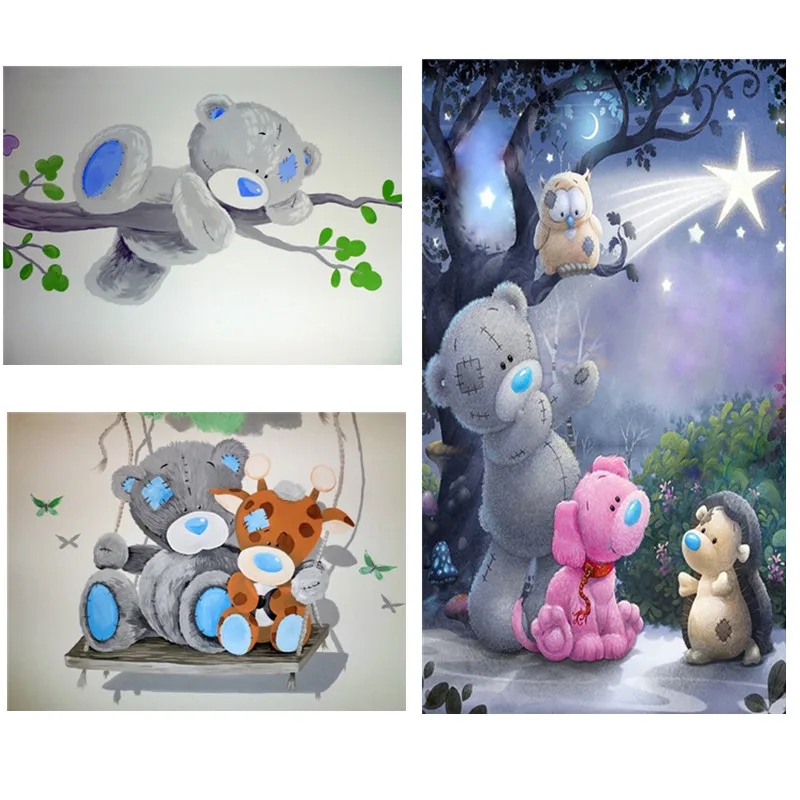 

5D Diy Diamond Painting Cross Stitch Kits Pattern Bear Cow Dog Arts Crafts Diamond Embroidery Kids Home Wall Decor Gifts