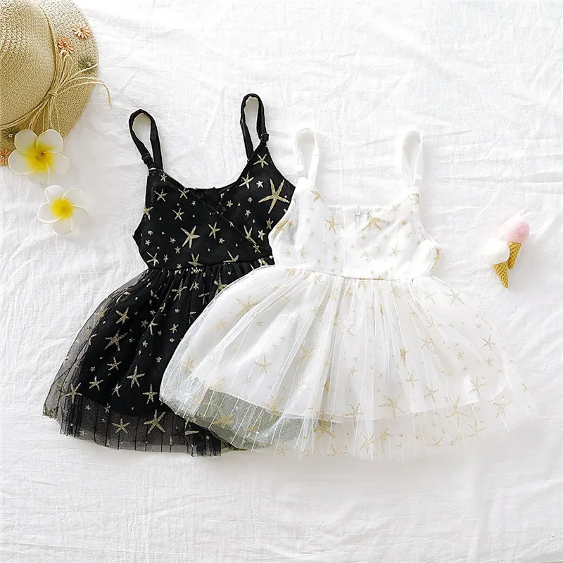 

0-24M Princess Kids Baby Girl Lace Dress Sleeveless Tulle Tutu Slip Sundress Dress Summer Baby Girl Clothes Sequins Star Dress