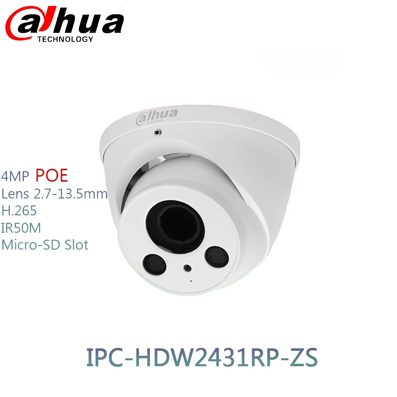 

Dahua 4MP POE H.265 IPC-HDW2431RP-ZS IP cameraMotorized Vari-Focal Lens 2.7-13.5mm IR 50m Micro-SD Slot CCTV camera