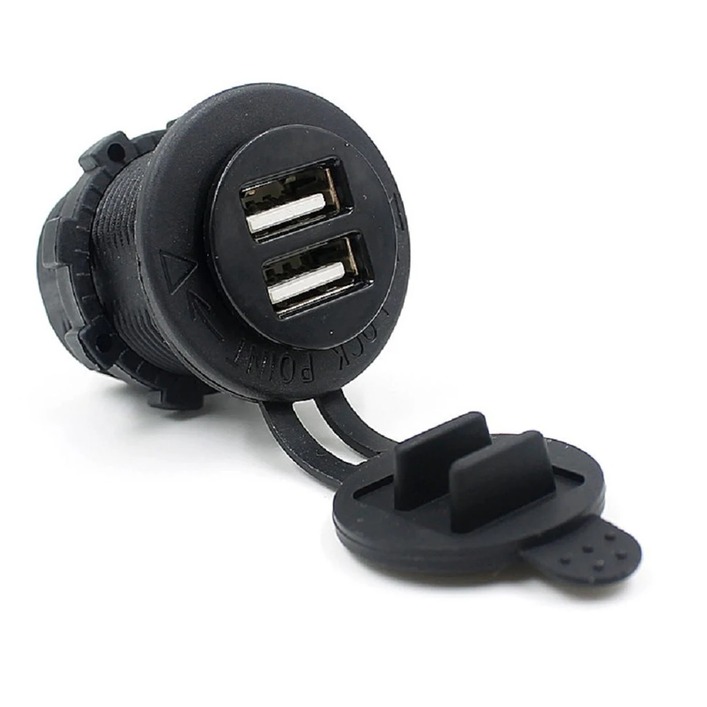Портативный 12-24 В Dual USB Автомобильное Зарядное устройство, автомобильный адаптер черный разъем