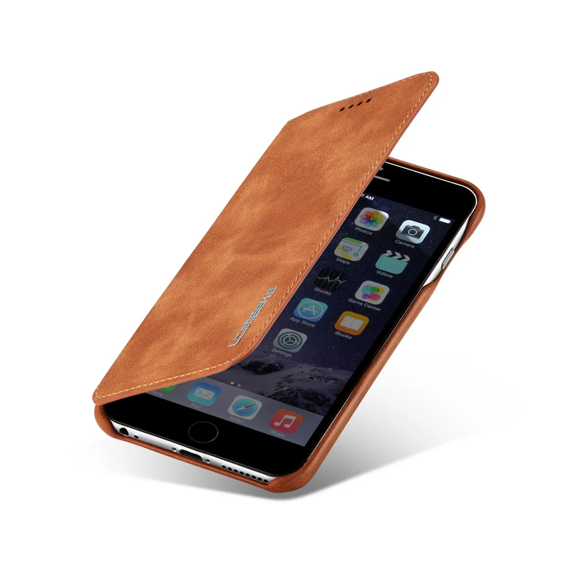 Funda para iPhone 6 6 s Funda de cuero de libro de lujo funda abatible para iPhone 6 s Plus funda de teléfono con tarjetero funda Capa