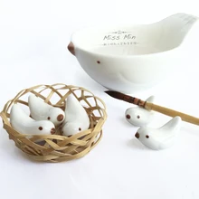 Японская керамика милые ручка в виде птицы Картина акварелью инструмент с тремя мытья посуды стакан для ручек