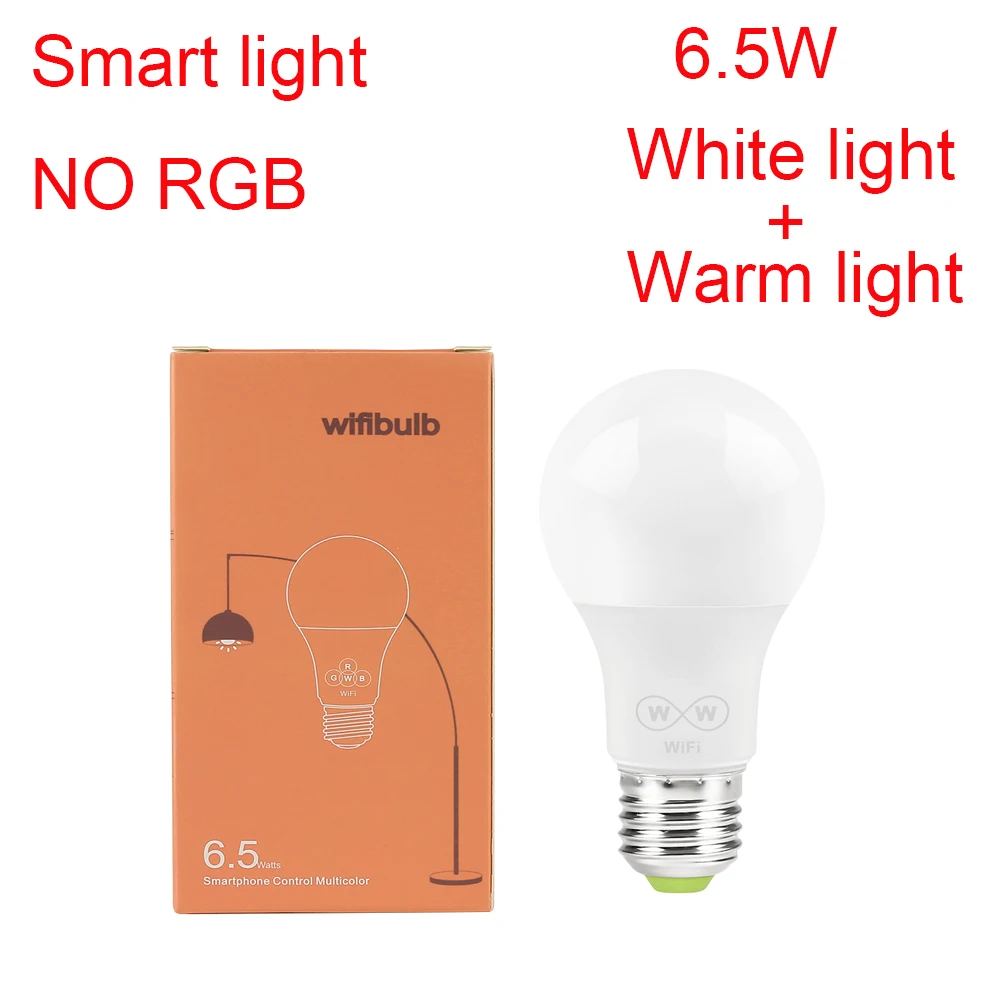 white and warm light 2 цвета wifi-патрон, умный свет лампы нет RGB белый свет и теплый свет работает только с Alexa и Google помощник домашней автоматизации - Комплект: white and warm light