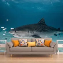 Пользовательские размеры 3D фотообои морская Акула под водой съемные обои самоклеющиеся виниловые наклейки на стену искусство домашний декор Фреска