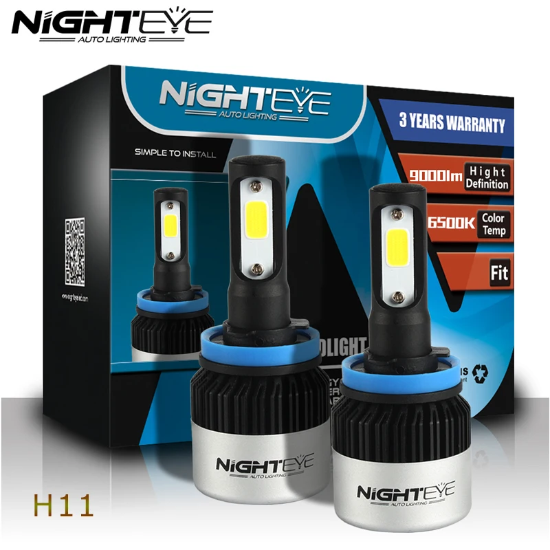 NIGHTEYE H11 Автомобильный светодиодный светильник лампы H8 H9 IP68 COB чип авто 6500 к 9000LM 72