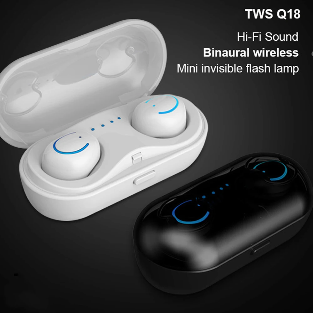 Q18 TWS stealth Беспроводная гарнитура Bluetooth 5,0 Водонепроницаемая гарнитура со стерео спортивной беспроводной bluetooth-гарнитурой зарядная коробка sma