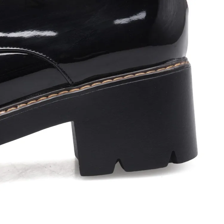 Platform Shoes Woman High Thick Heels Oxford Shoes For Women Patent Leather Creepers Casual Oxfords Spring Pumps Women Shoes Red (13)