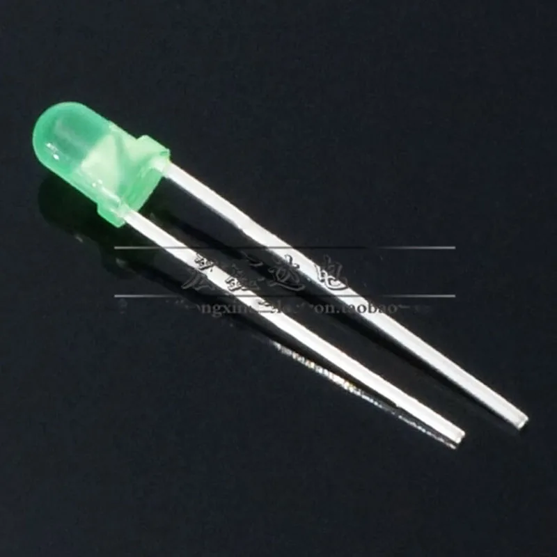 

3 mm LED luminous tube green F3 light-emitting diode connector Into the round head