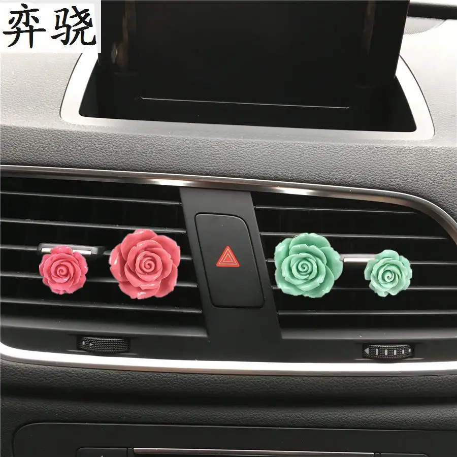 

Beautiful Rose Flower Lady Car Perfume Air Conditioner Perfume Clip Rhinestone Flower Styling Car Air Freshener Air Outlet