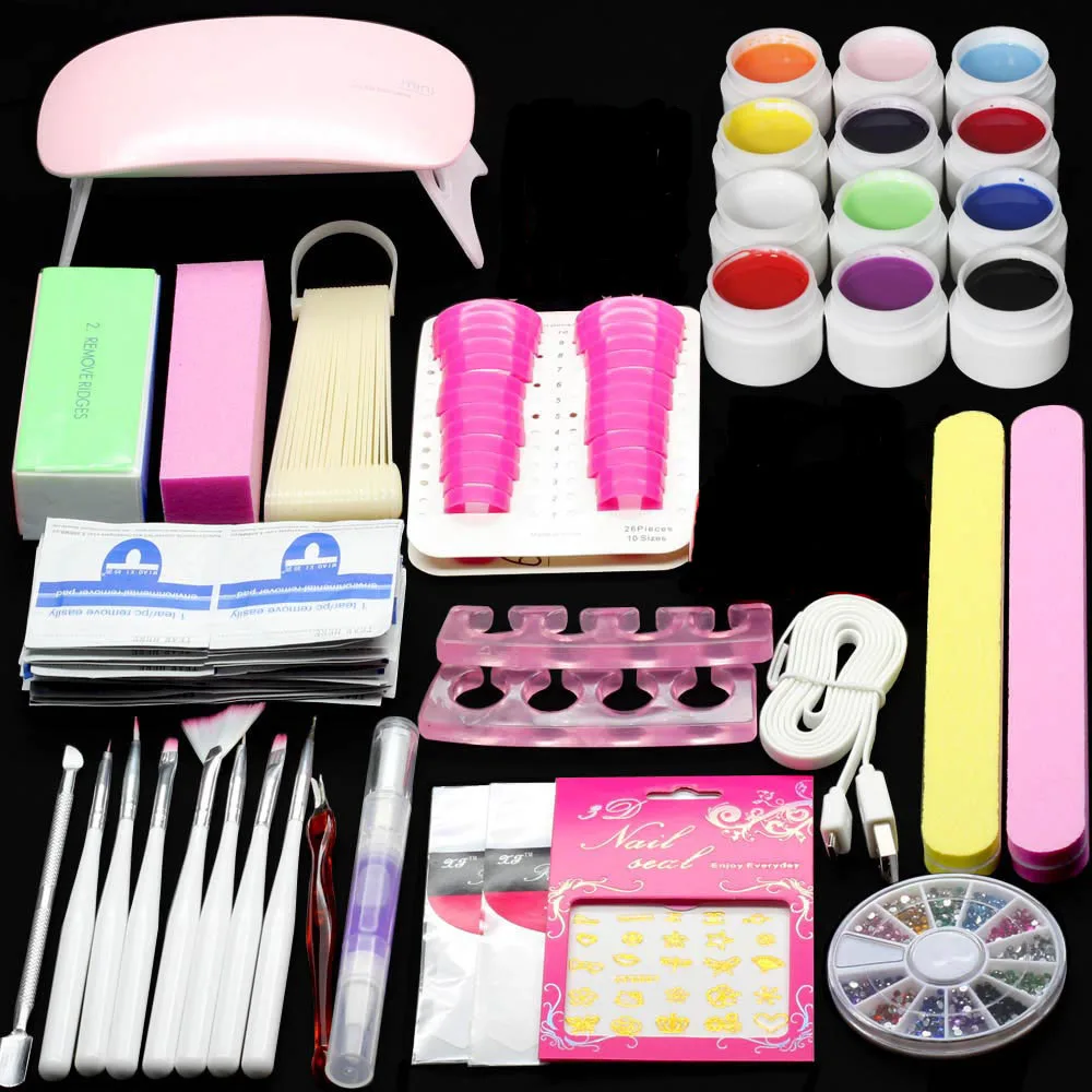 

Mini Super Lamp Faster 6W LED Pink Led Nail Set ToolLight 12 Color Gel Nail Makeup UV gel Polish Dryer Diy Armor For HomeUse
