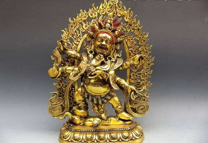 

fast shipping USPS to USA S0560 20 Tibet Copper Bronze Gild Six Arm Sadbhuja MaHaKaLa DHARMAPALA Buddha Statue