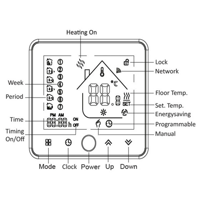Горячая продажа Wi-Fi термостат контроллер температуры ЖК-нажатие на экран подсветка для электрического нагрева работает с Alexa Google Home 1