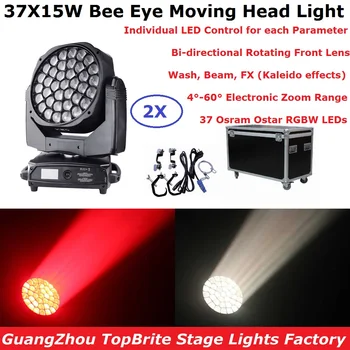 buy Nieuwste Bee Eye Moving Head Licht 37X15W RGBW Professionele Podium Verlichting 4 60 Graden Elektronische Zoom DJ DMX Beam Wassen FX Effect