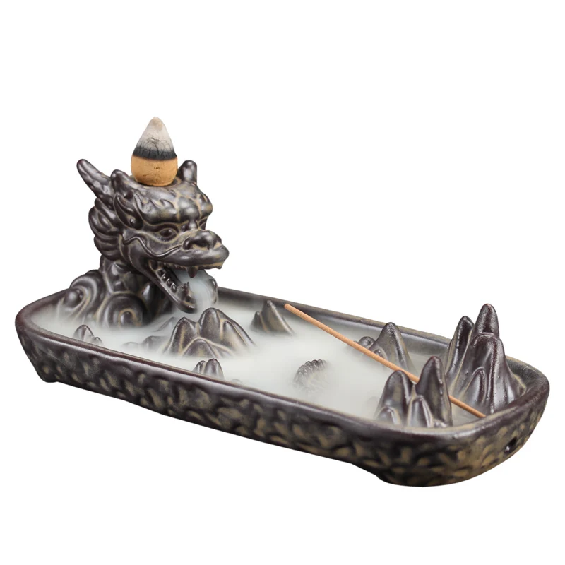 Керамика дракон кадило Home Decor творческий дым обратный курильница подставка для