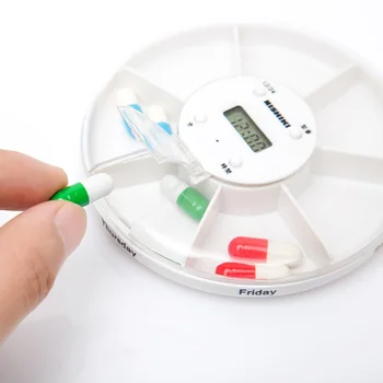 

Multi-Alarm Timer Pill storage box 7 Slots Round Daily Weekly 7 Days Tablet Pill Medicine Reminder Holder Organizer pill case