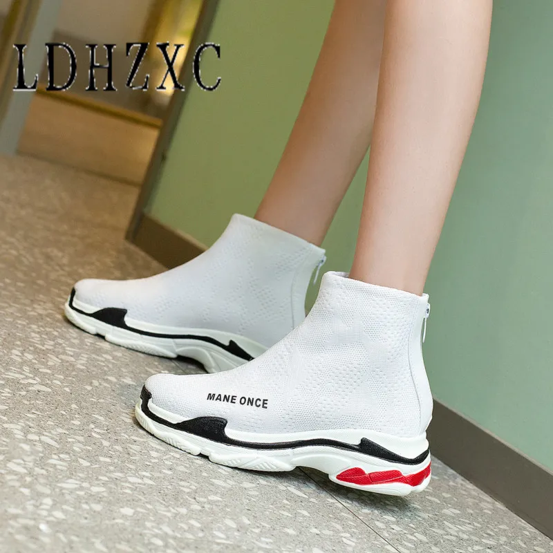 

LDHZXC Warm Woman Boots Height Increasing Boots Heels Round Toe Shoes Concise Women Ankle Boots Size 44 45 46