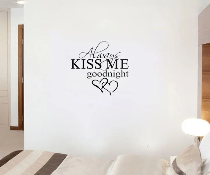 Семья настенные кавычки Всегда Kiss Me Спокойной ночи английский слова винил