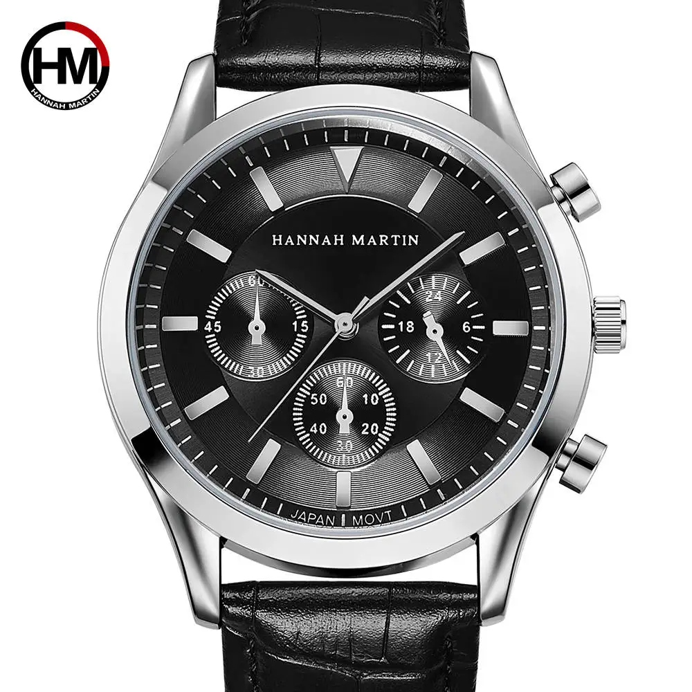 

HM Japan Quartz Movement Mens Watches Top Brand Luxury Waterproof Men Military Sport relojes para hombre leather wrist watch