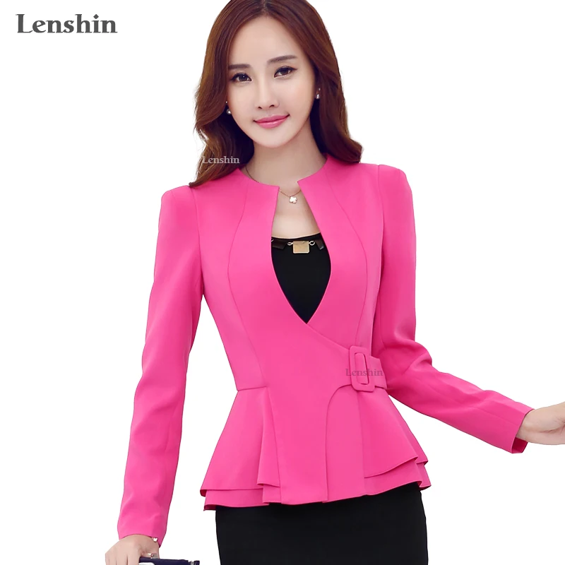 

Fashion work wear Jacket Women Foldable long Sleeves V-neck Coat Candy Color feminino Blazer ladies Vogue casual office top