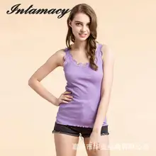 70% шелк ребра вязаный жилет хлопок кружево женский сексуальный сзади тонкий без Рукавов Рубашка слинг