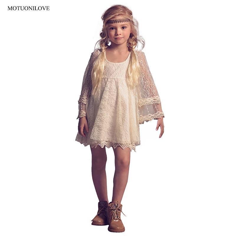 

Vestidos Flores Lace Flower Girl Dresses for Weddings Party Mini Empire Waist Long Sleeves Little Kids Communion Dresses Fl001