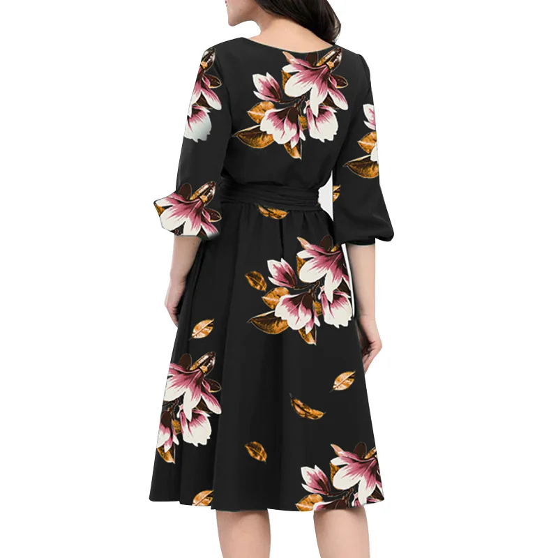 Новое популярное женское хлопковое повседневное сексуальное платье с принтом винтажное платье с коротким рукавом с цветочным принтом