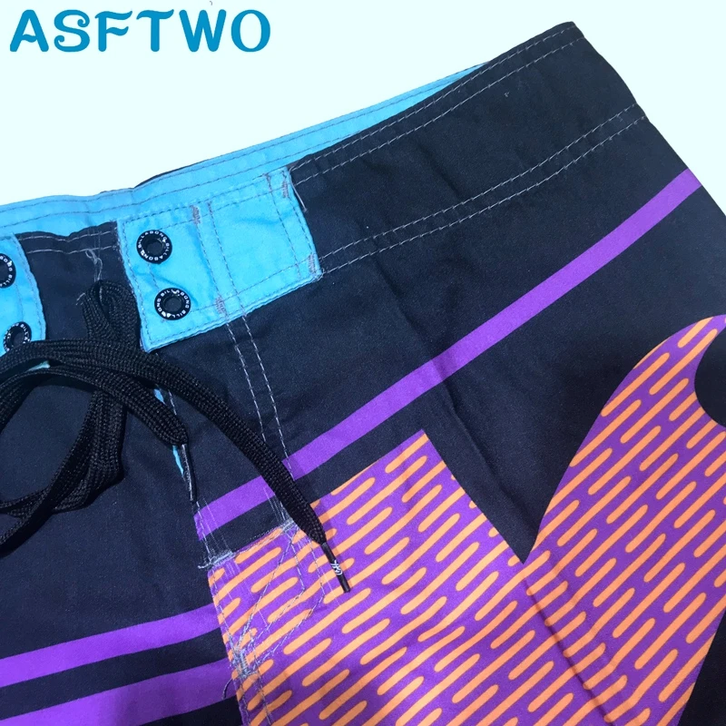 ASFTWO 2019 جديد مجلس السراويل رجل تصفح شورتات للبحر خليط المطبوعة مخطط جذوع سريعة الجافة ملابس سباحة حريمي