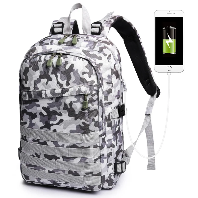 

Royi Ice Men Backpack Junior Middle School Sudents Camouflage School Bag Male Multifunction USB Charger Backpack