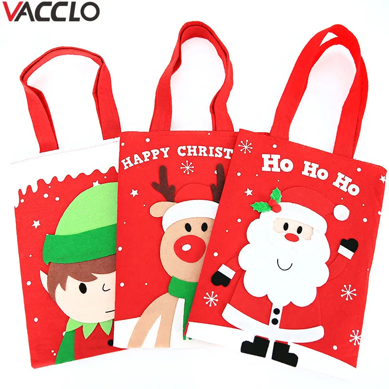 Вакуумные многоразовые рождественские сумки новогодние подарки сумки Рождественская елка узор Санта Клаус сумка для конфет Рождественское украшение