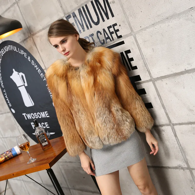 Top quality Best plush gorgeous real red and silver fox Fur coats jackets 2018 winter Vintage real fur women clothing
