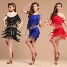 Костюм для латинских танцев, юбка для выступлений, одежда с кисточками и блестками, одежда для женщин, платье для латинских танцев размера плюс