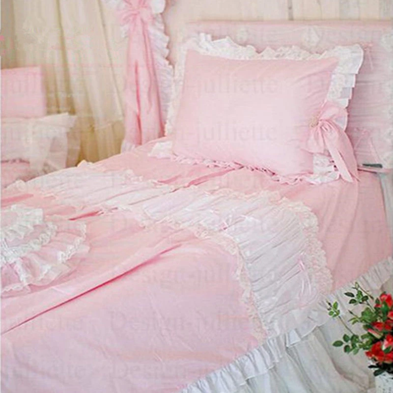 Ensemble De Literie Adorable De Style Americain Housse De Couette A Nœud A Volants Couvre Lit En Fil De Dentelle Drap De Lit Pour Chambre A Coucher Et Bebe Jupe De Ensemble De Literie Adorable De Style Americain Housse De Couette A Nœud A Volants Couvre Lit En Fil De Dentelle Drap De Lit Pour Chambre A Coucher Et Bebe Jupe De