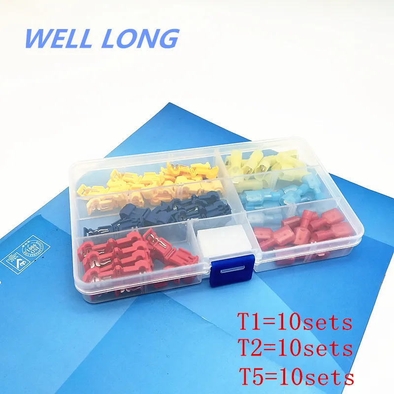 

T1/2/5 T-type Quick Disconnects Break-free Terminal Blocks Wire Connector Splitter Clips Kit.