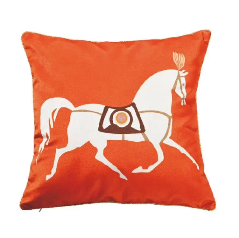 

High-end Royal High Quality Thick Europe Rich Italy New Design Horse Printed Cushion Cover Decorative Pillowcases