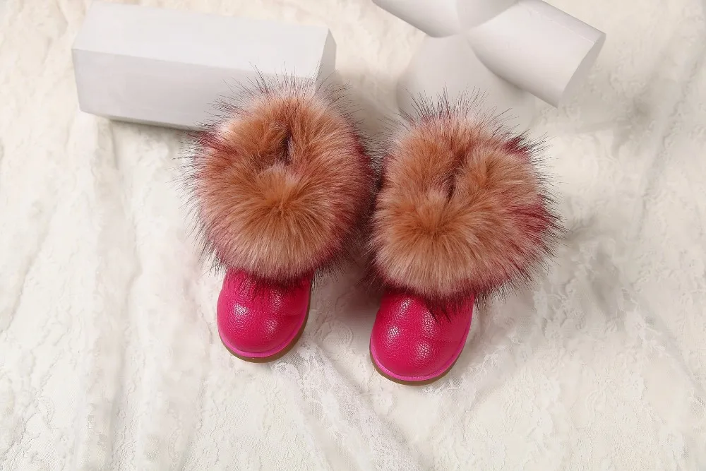 QGXSSHI/ г. Зимняя теплая шерстяная ткань с мягким ворсом из кроличьего меха на резиновой подошве, детские зимние ботинки детская обувь для девочек, ботинки
