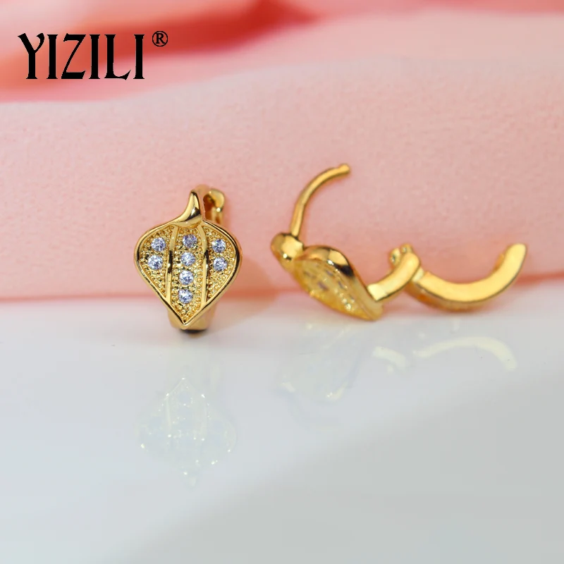 Женские серьги YIZILI в форме листика с кубическим цирконием инкрустированные